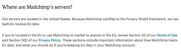 Where are Mailchimp's servers? (excerpt from: Mailchimp's privacy statement)